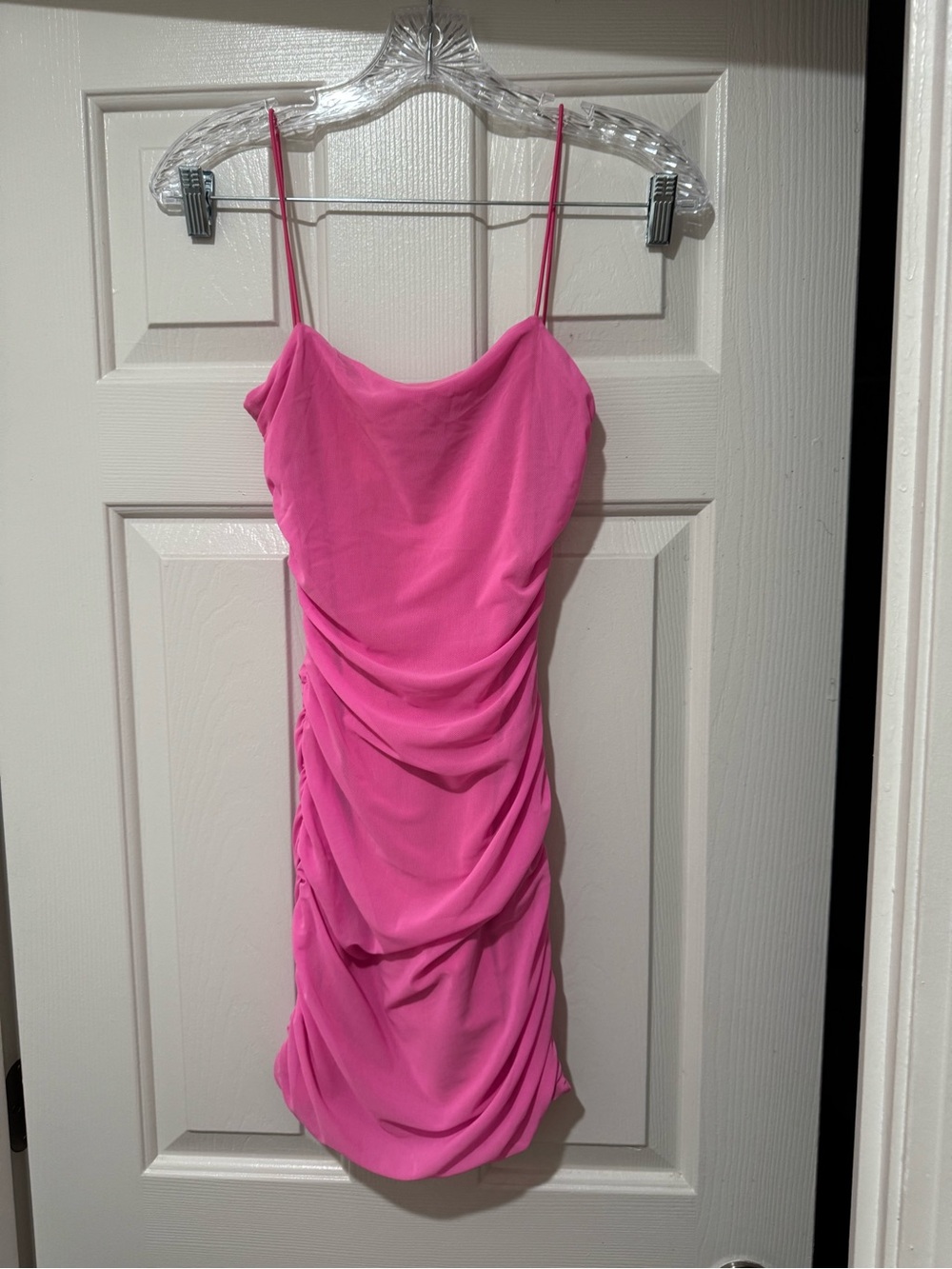 Princess Polly Bright Pink Ruched Mini Dress S